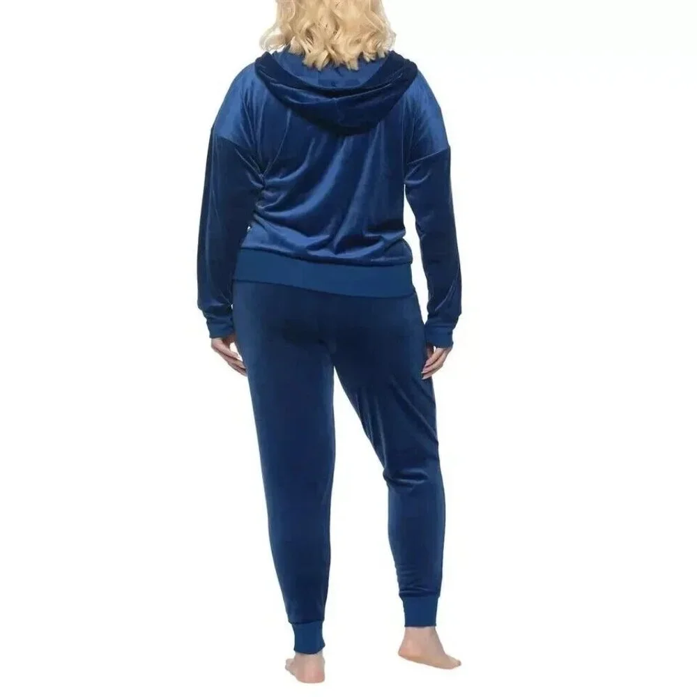 Felina Sm 2 Piece Matching Velour Zip Hoodie Jacket Jogger Pants Set Tracksuit